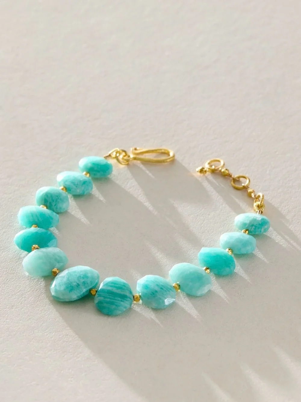 NWT FP X Robindira Unsworth Semiprecious Stone Amazonite 14k Gold Bracelet